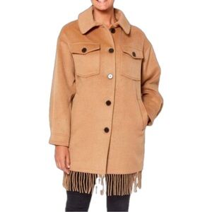 Sanctuary Camel Fringe Wool Blend Coat Size XS fits to Medium NWT